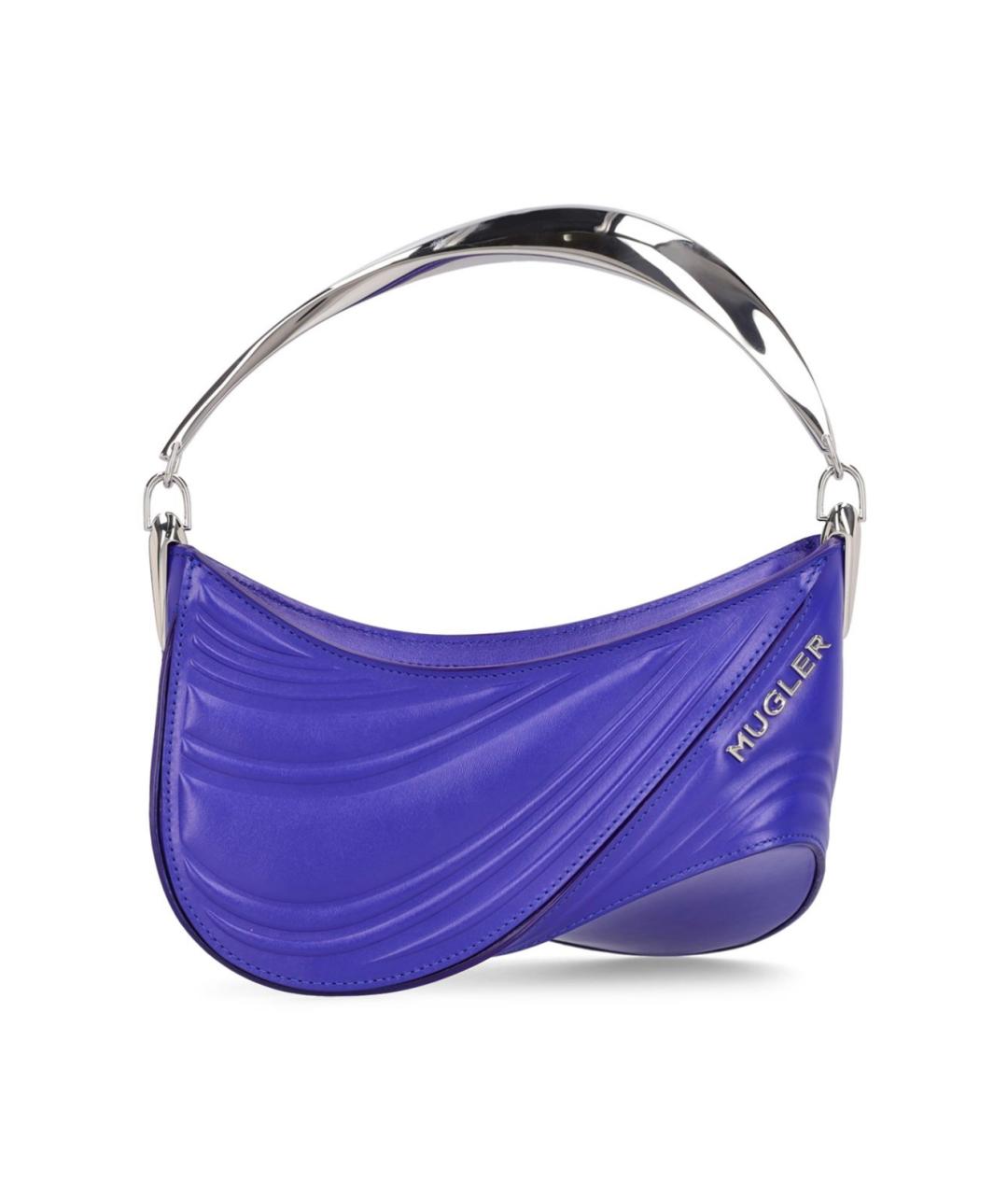 MUGLER Синяя кожаная сумка через плечо, фото 2