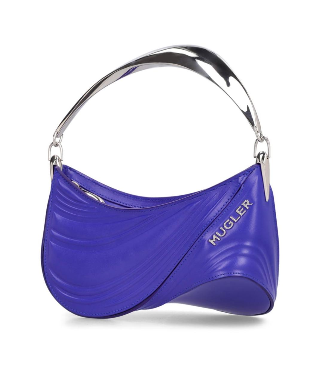 MUGLER Синяя кожаная сумка через плечо, фото 6