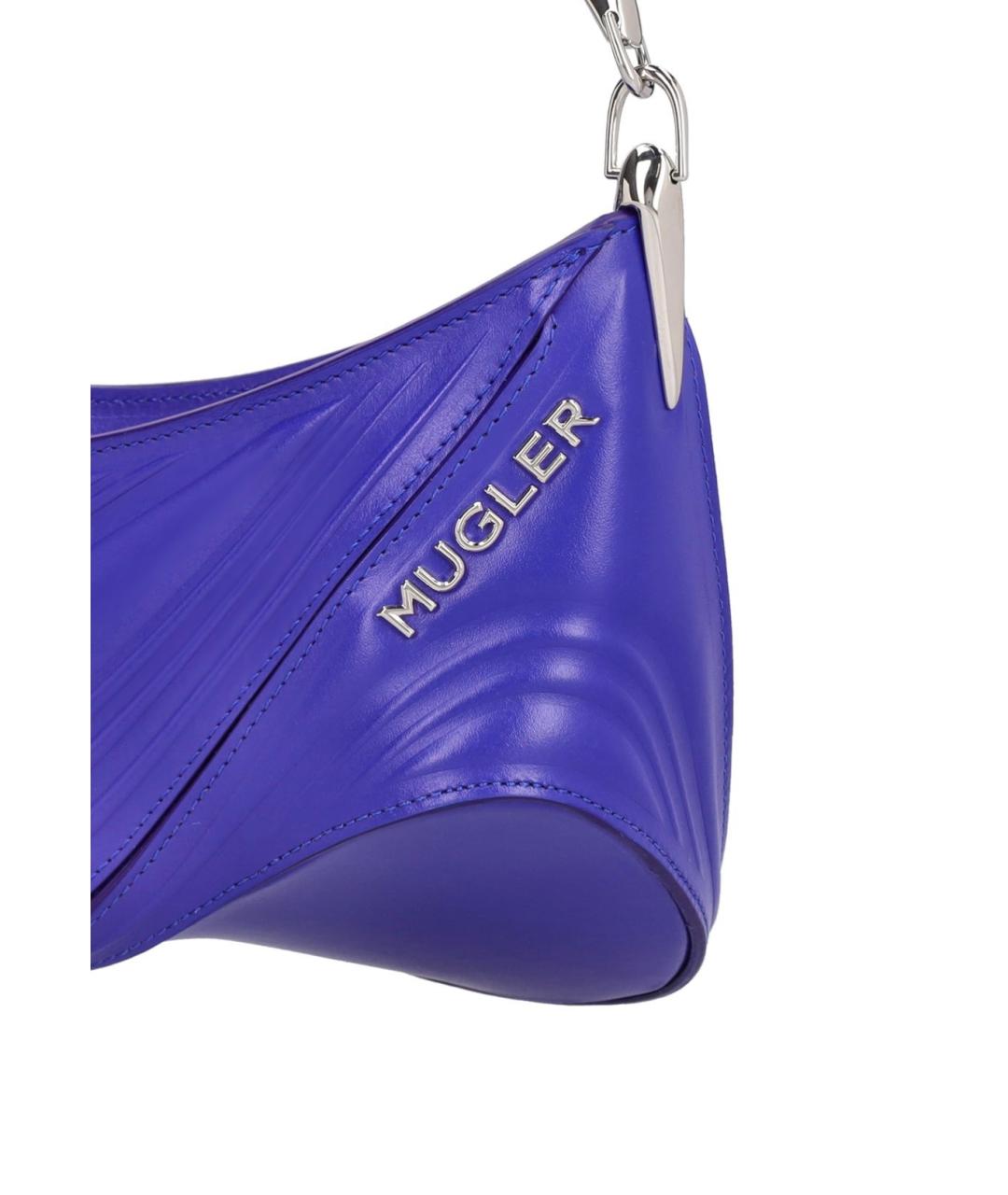 MUGLER Синяя кожаная сумка через плечо, фото 4