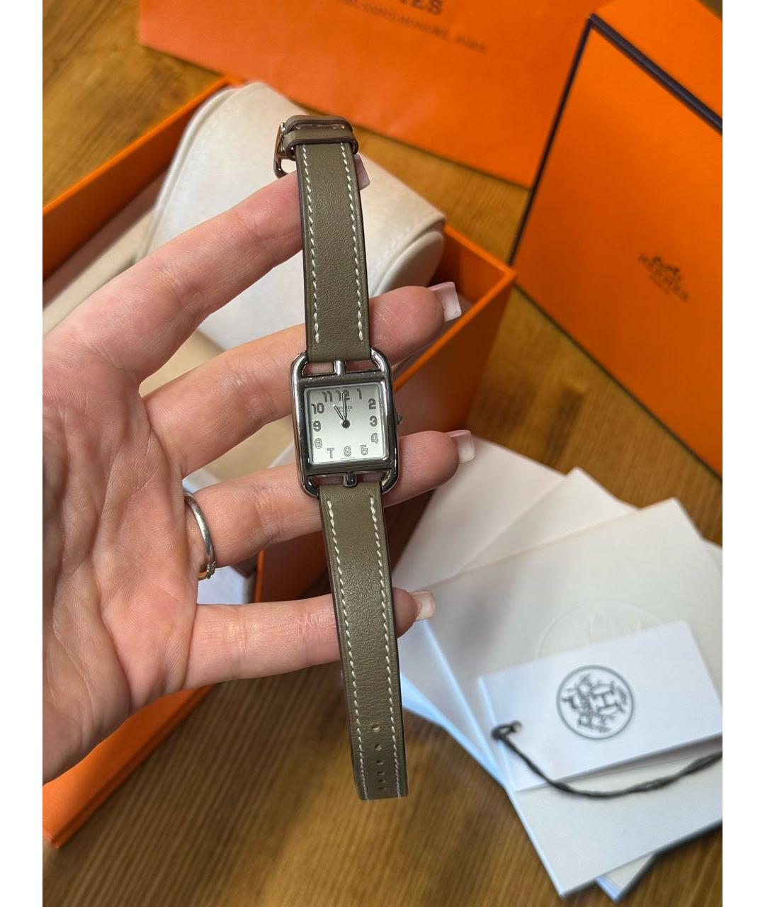 HERMES Коричневые металлические часы, фото 4