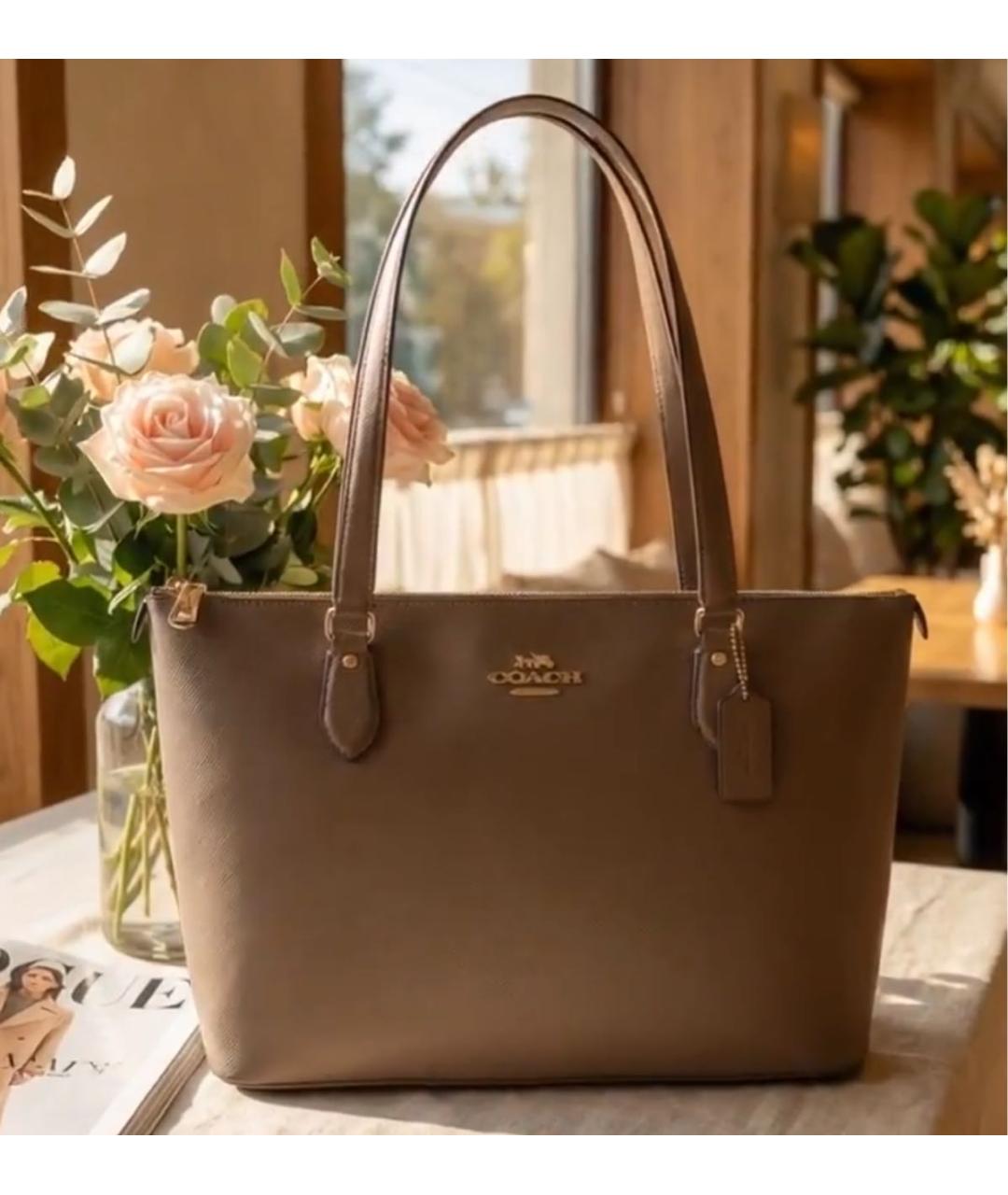 COACH Бежевая сумка тоут, фото 6