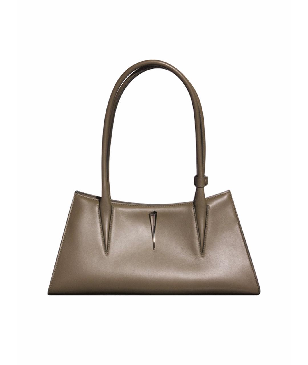 MUGLER Хаки кожаная сумка с короткими ручками, фото 1