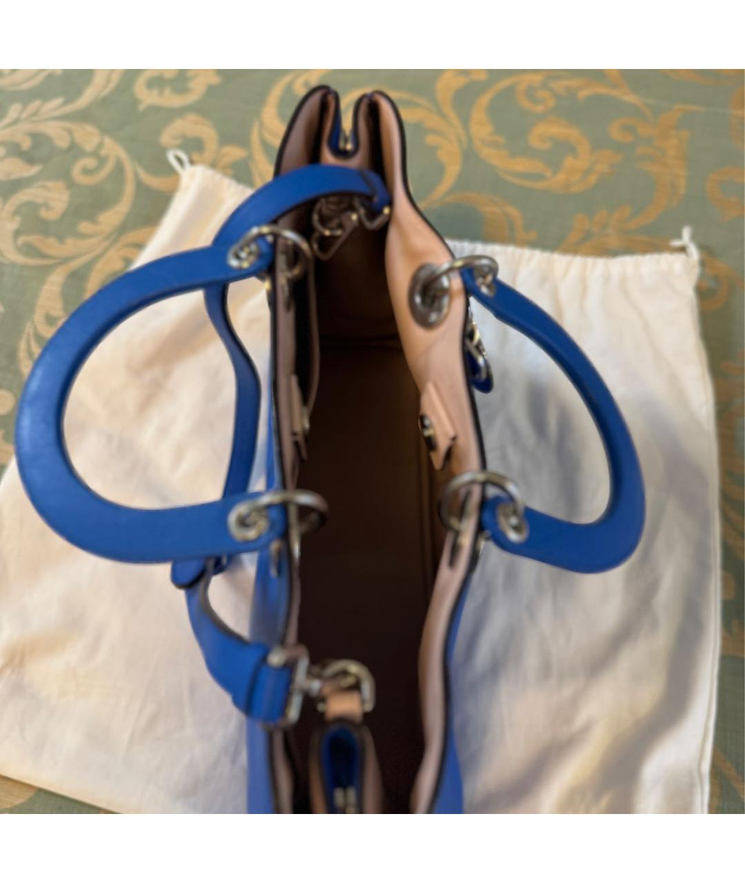 CHRISTIAN DIOR Голубая кожаная сумка через плечо, фото 6