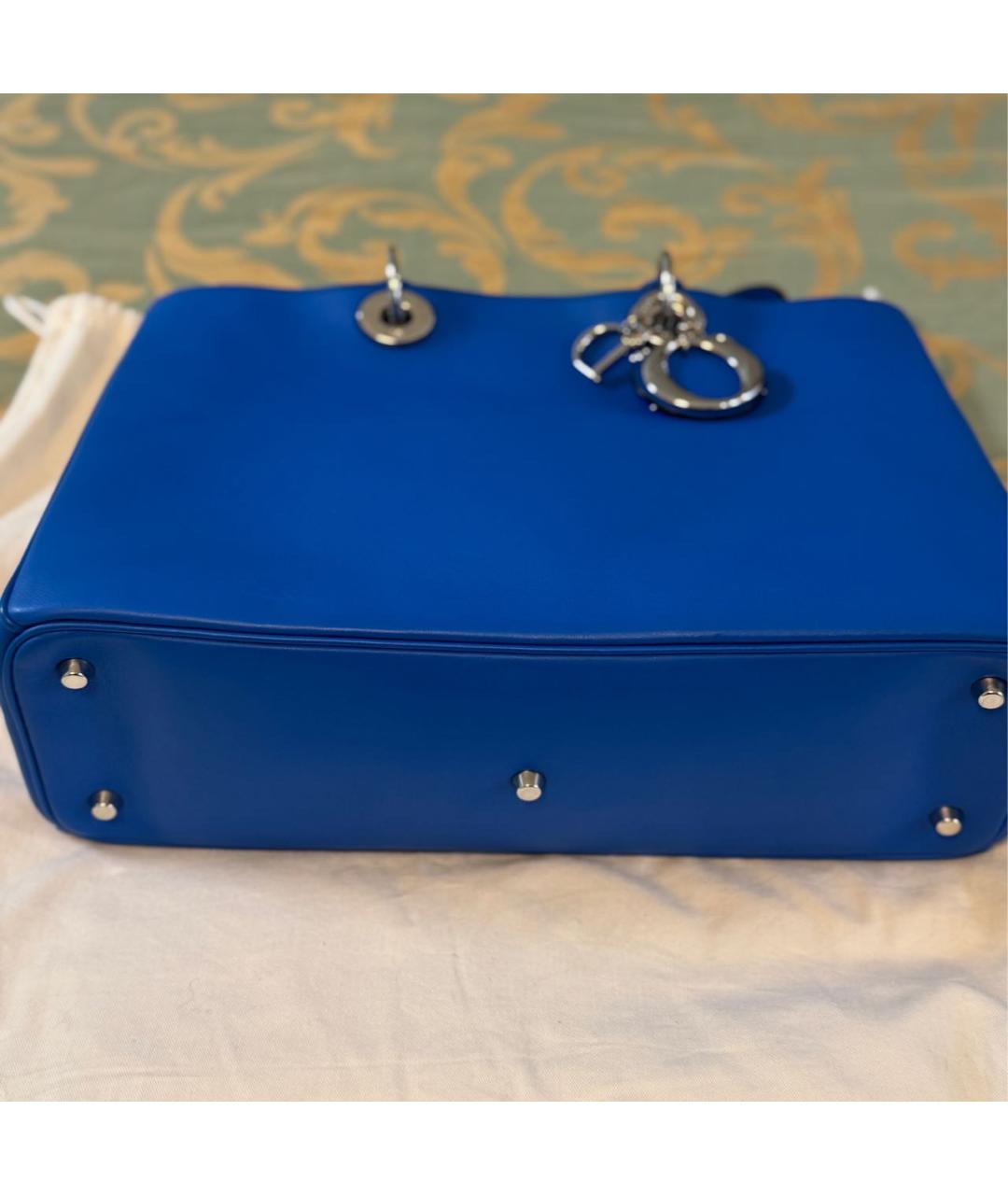 CHRISTIAN DIOR Голубая кожаная сумка через плечо, фото 5