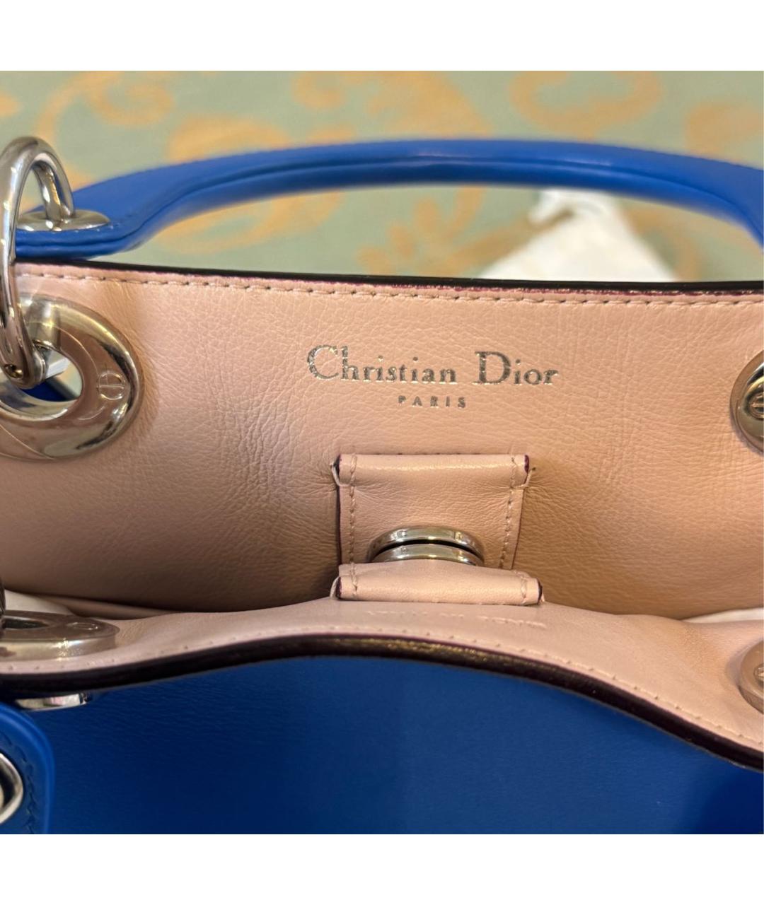 CHRISTIAN DIOR Голубая кожаная сумка через плечо, фото 4