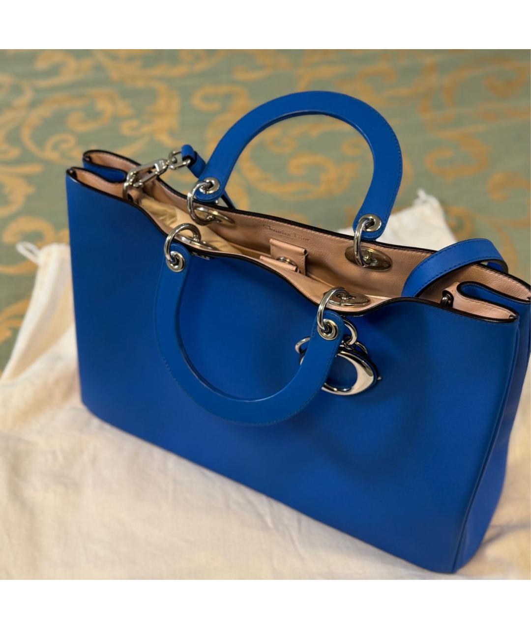 CHRISTIAN DIOR Голубая кожаная сумка через плечо, фото 2