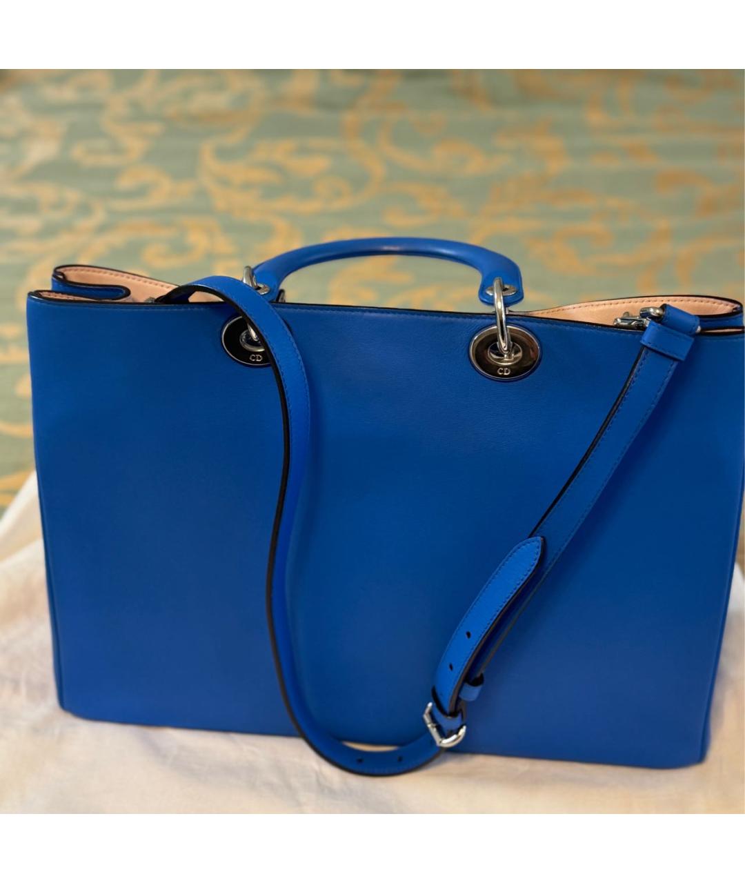 CHRISTIAN DIOR Голубая кожаная сумка через плечо, фото 3