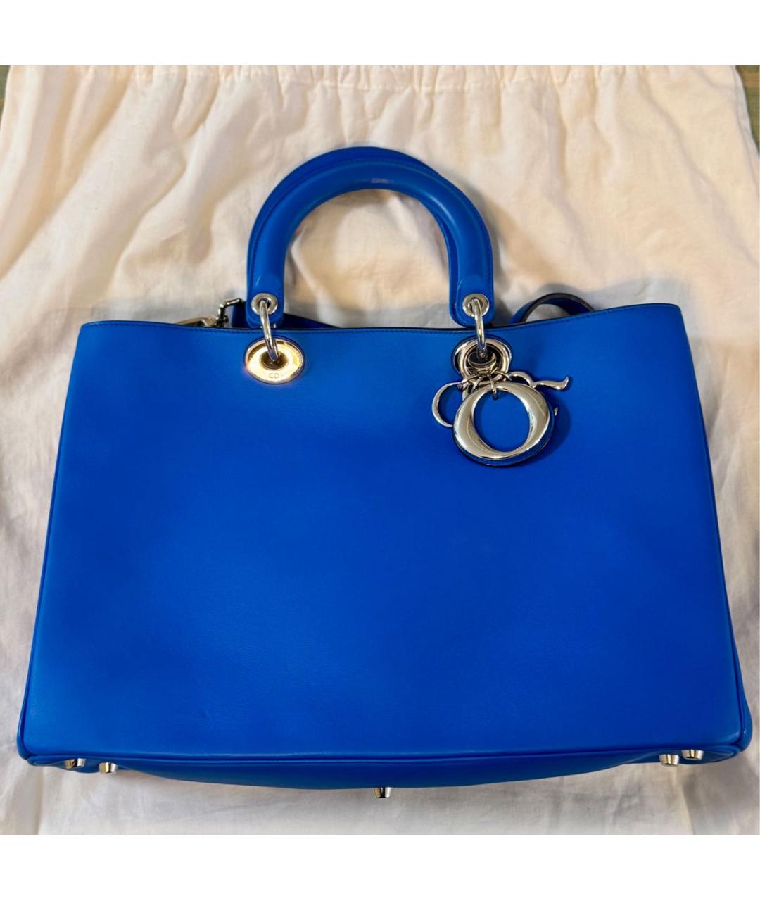 CHRISTIAN DIOR Голубая кожаная сумка через плечо, фото 8