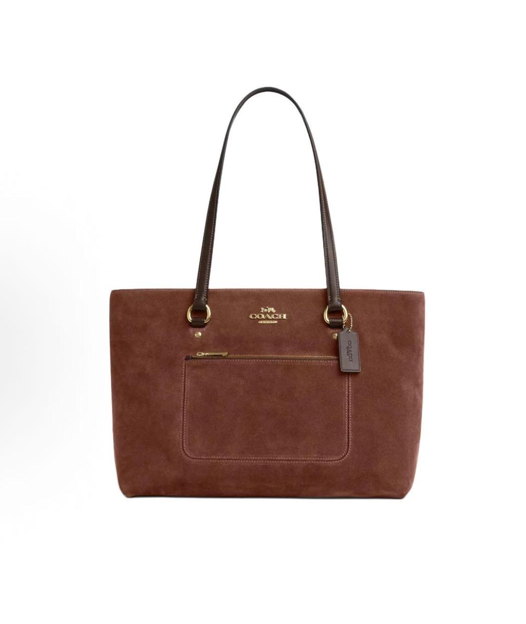 COACH Коричневая замшевая сумка тоут, фото 8