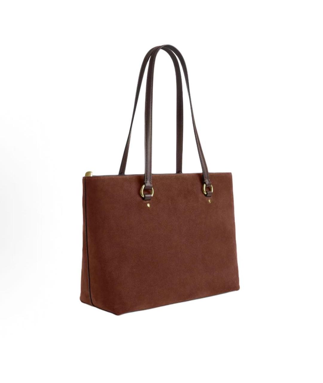 COACH Коричневая замшевая сумка тоут, фото 2