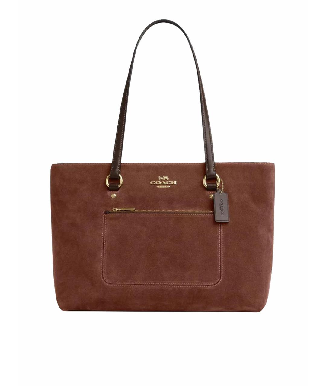 COACH Коричневая замшевая сумка тоут, фото 9