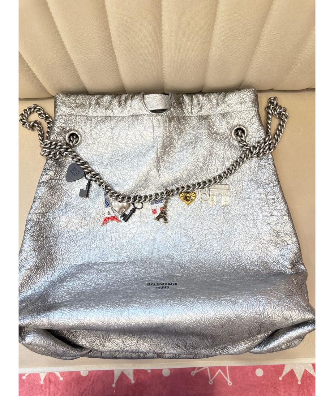 BALENCIAGA Серебряная кожаная сумка через плечо, фото 2