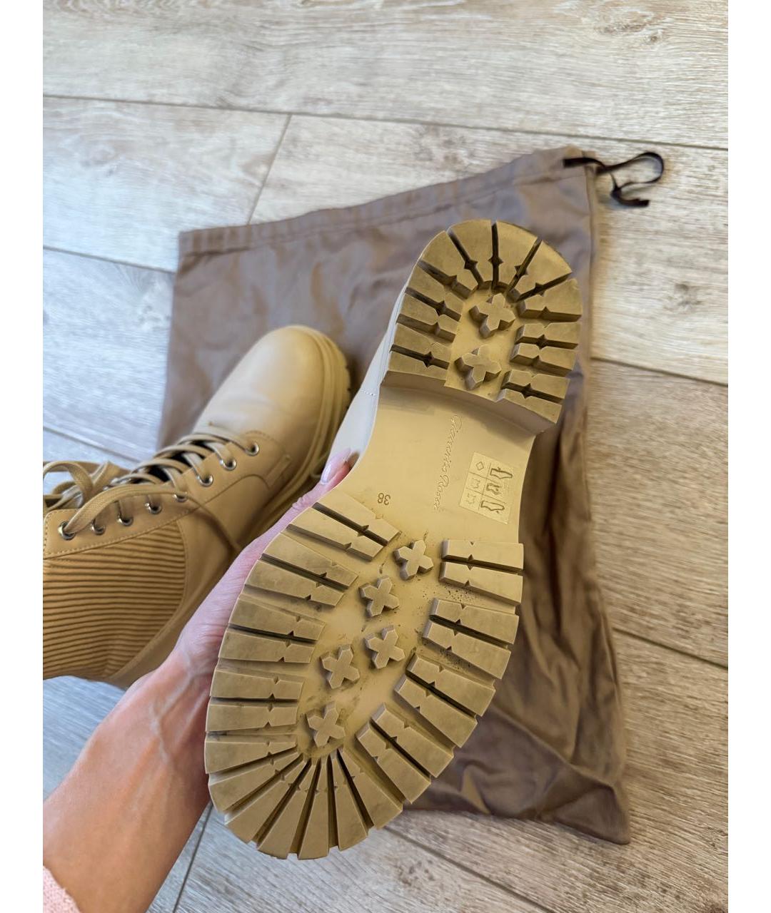 SERGIO ROSSI Бежевые кожаные ботинки, фото 6