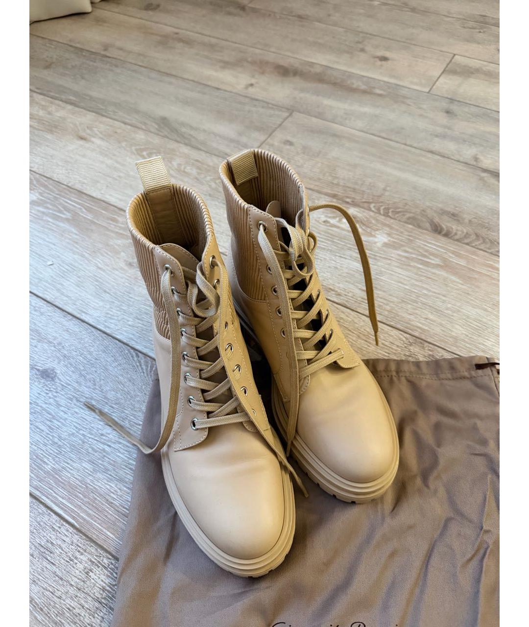 SERGIO ROSSI Бежевые кожаные ботинки, фото 3