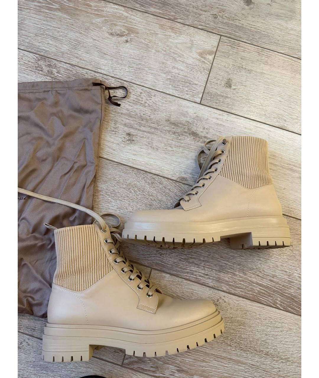 SERGIO ROSSI Бежевые кожаные ботинки, фото 7