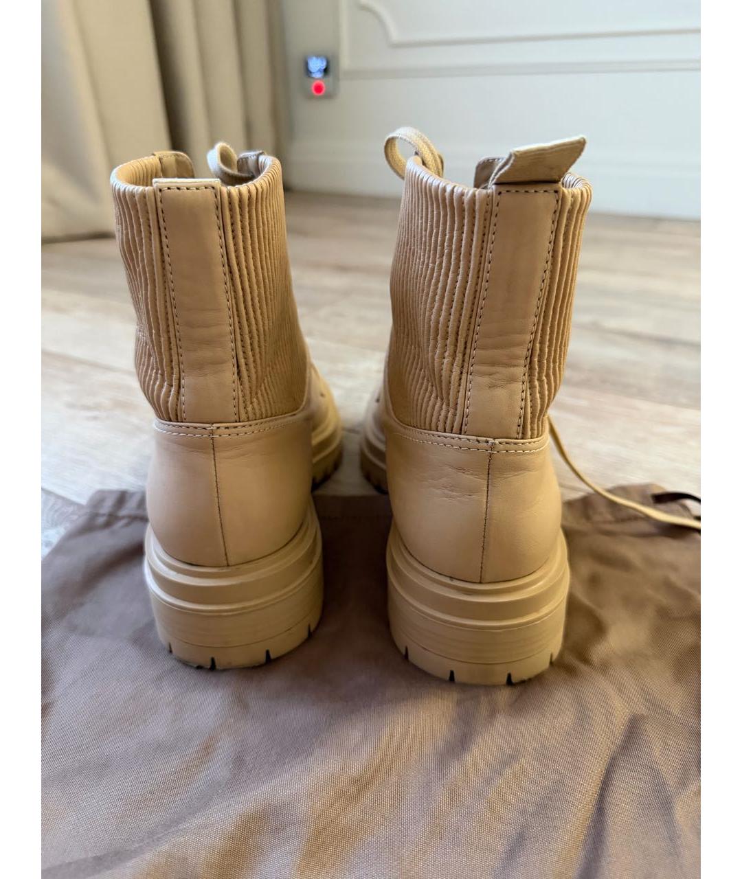 SERGIO ROSSI Бежевые кожаные ботинки, фото 4