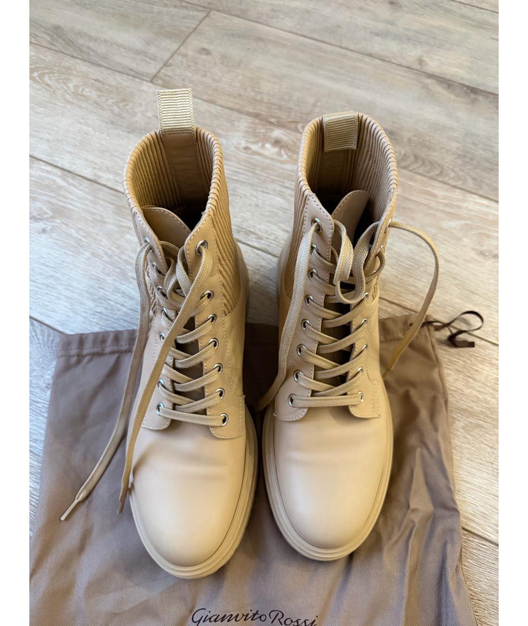 SERGIO ROSSI Бежевые кожаные ботинки, фото 2