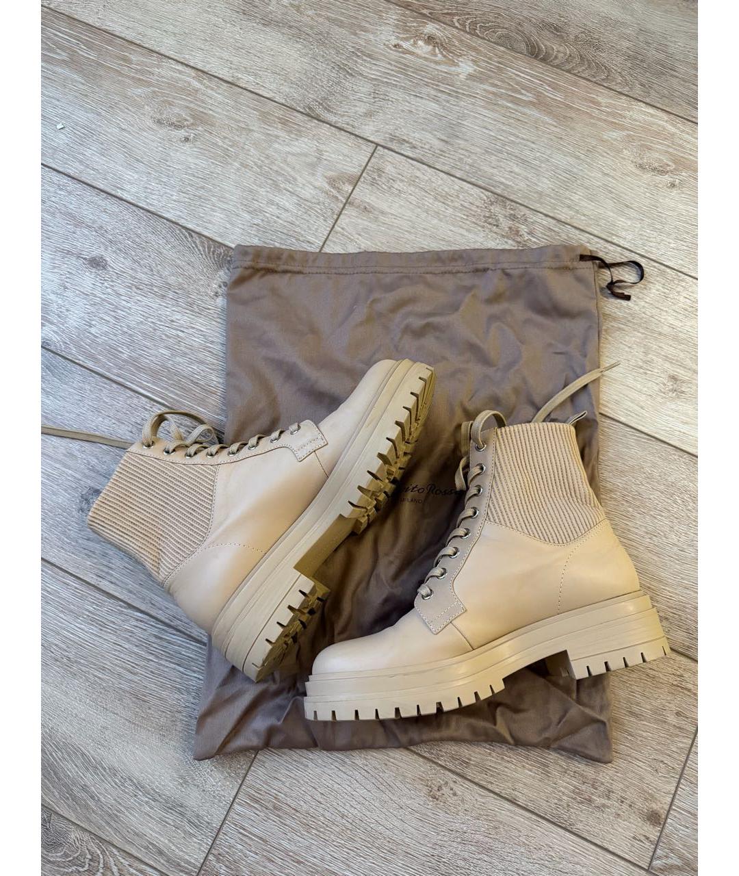 SERGIO ROSSI Бежевые кожаные ботинки, фото 8