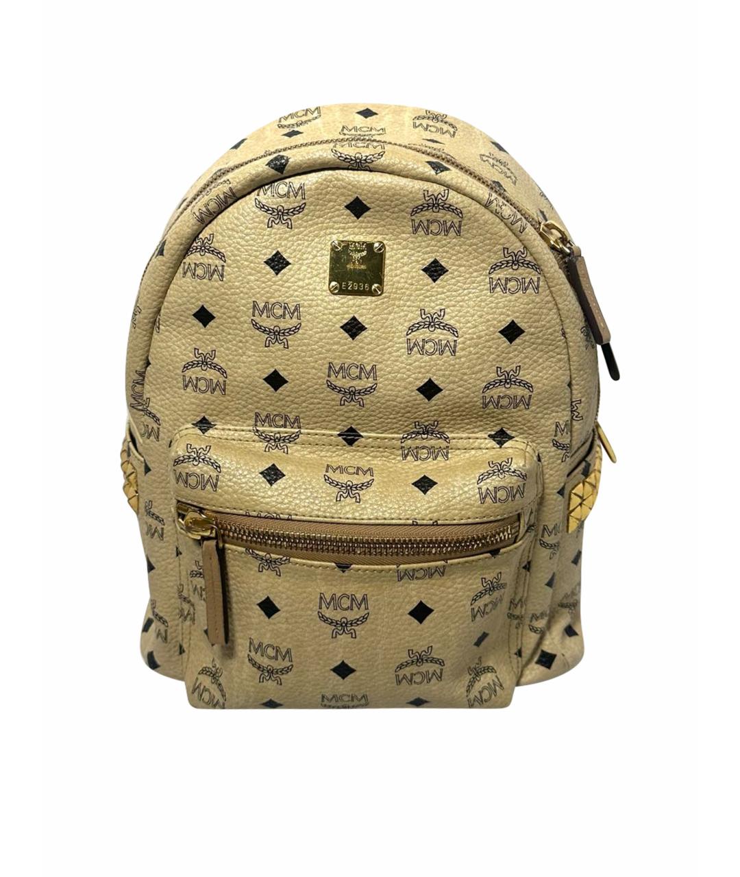 MCM Бежевый кожаный рюкзак, фото 1