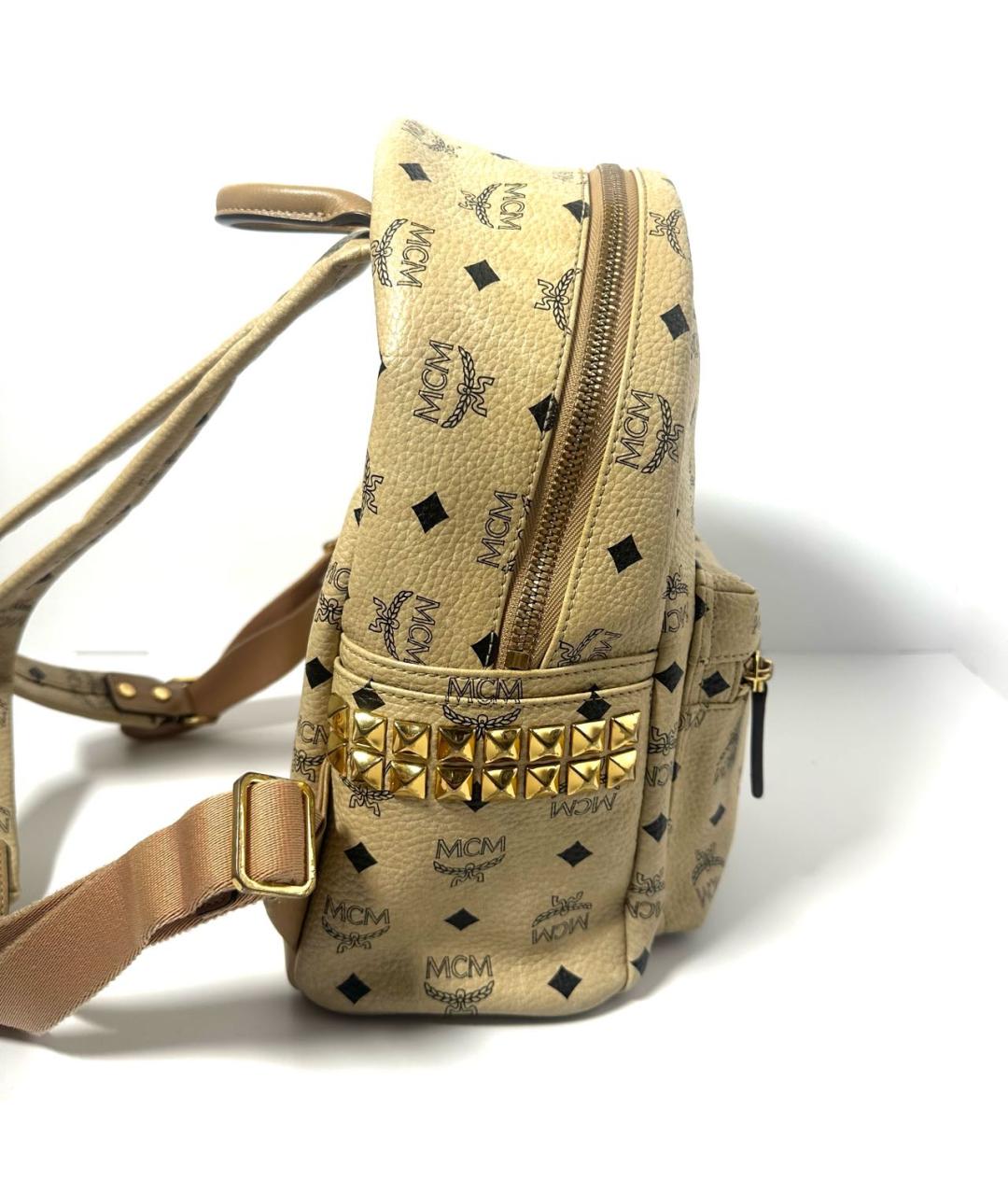 MCM Бежевый кожаный рюкзак, фото 6