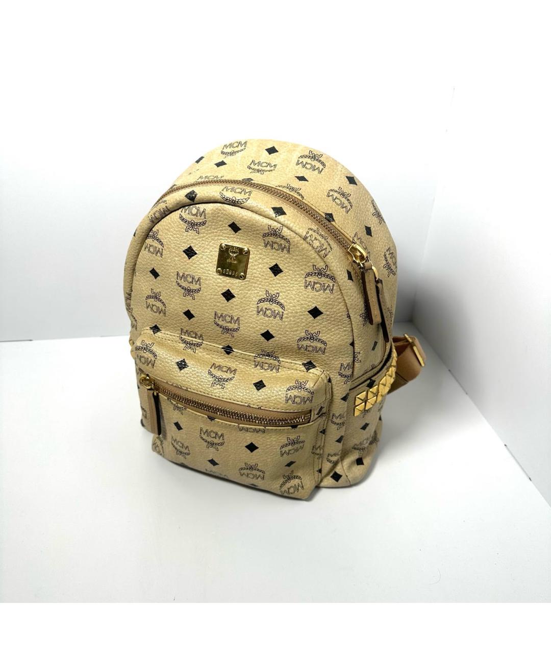 MCM Бежевый кожаный рюкзак, фото 2