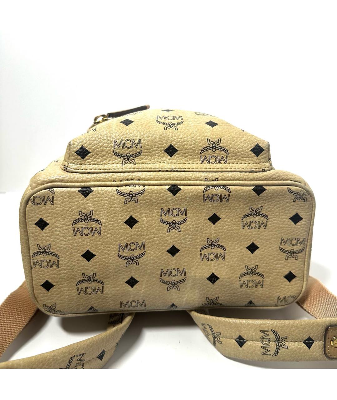 MCM Бежевый кожаный рюкзак, фото 8