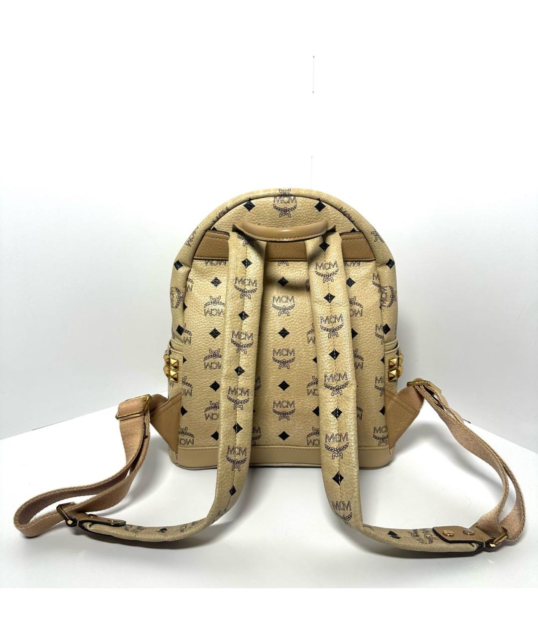 MCM Бежевый кожаный рюкзак, фото 3
