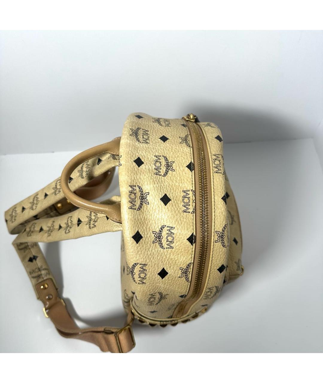 MCM Бежевый кожаный рюкзак, фото 7