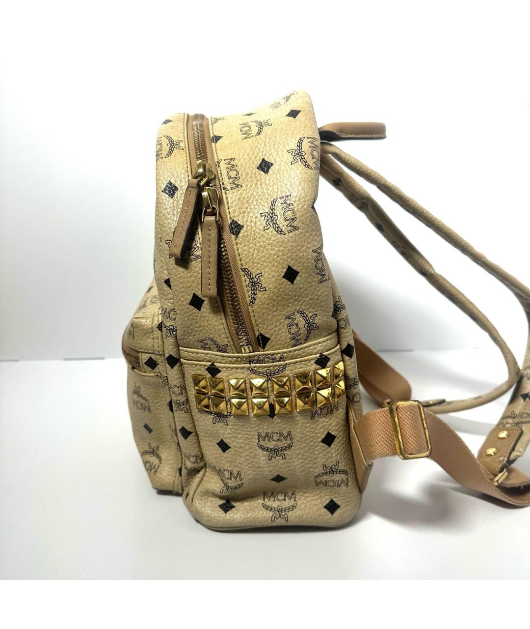 MCM Бежевый кожаный рюкзак, фото 5