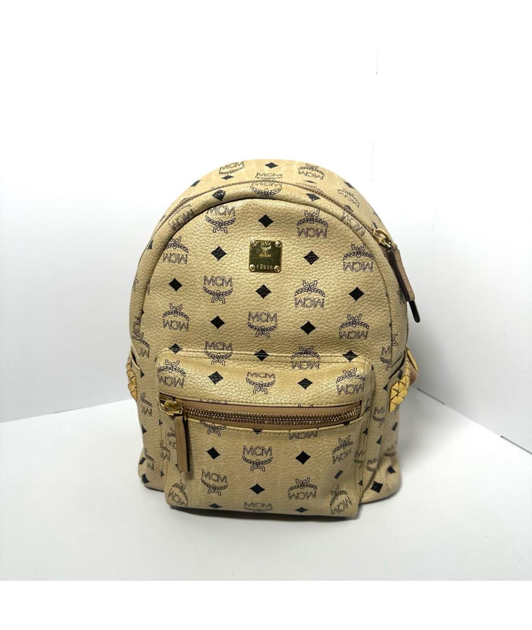 MCM Бежевый кожаный рюкзак, фото 9