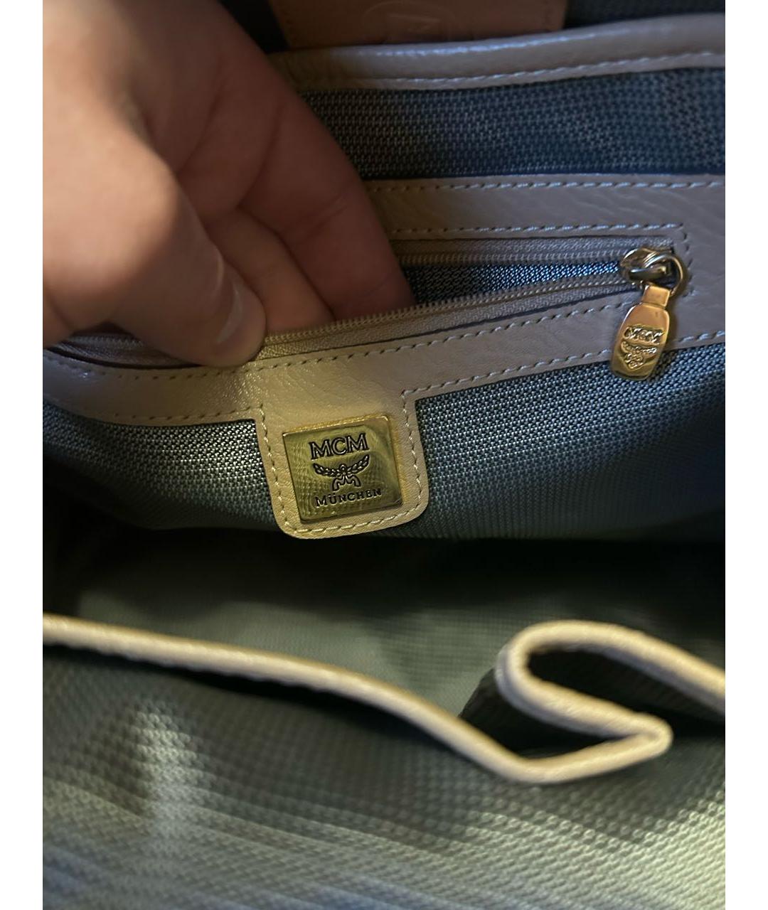 MCM Бежевый кожаный рюкзак, фото 4