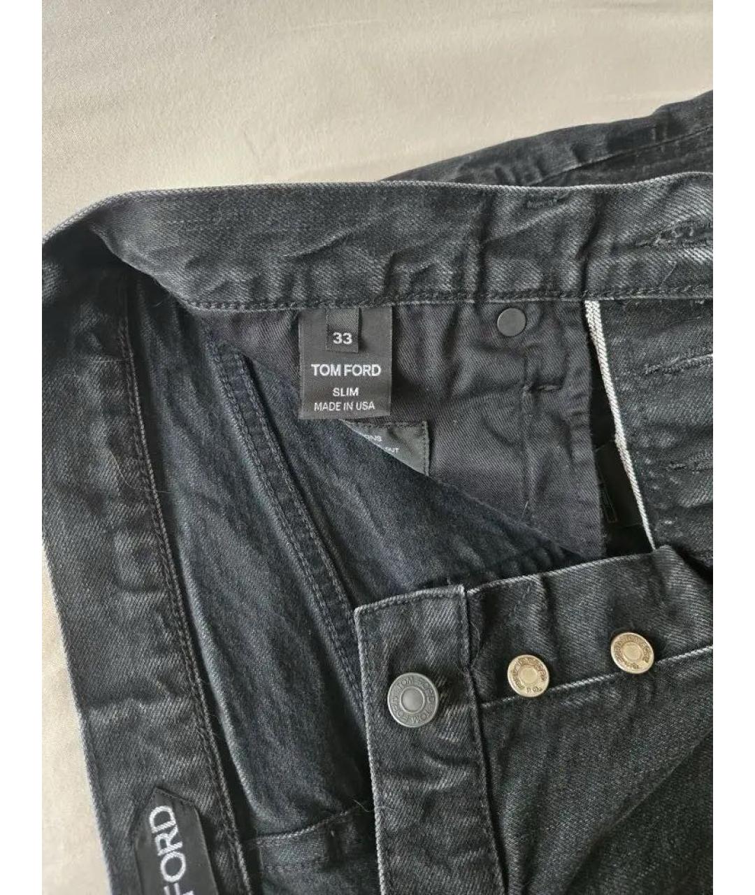 TOM FORD Черные хлопко-эластановые джинсы скинни, фото 3
