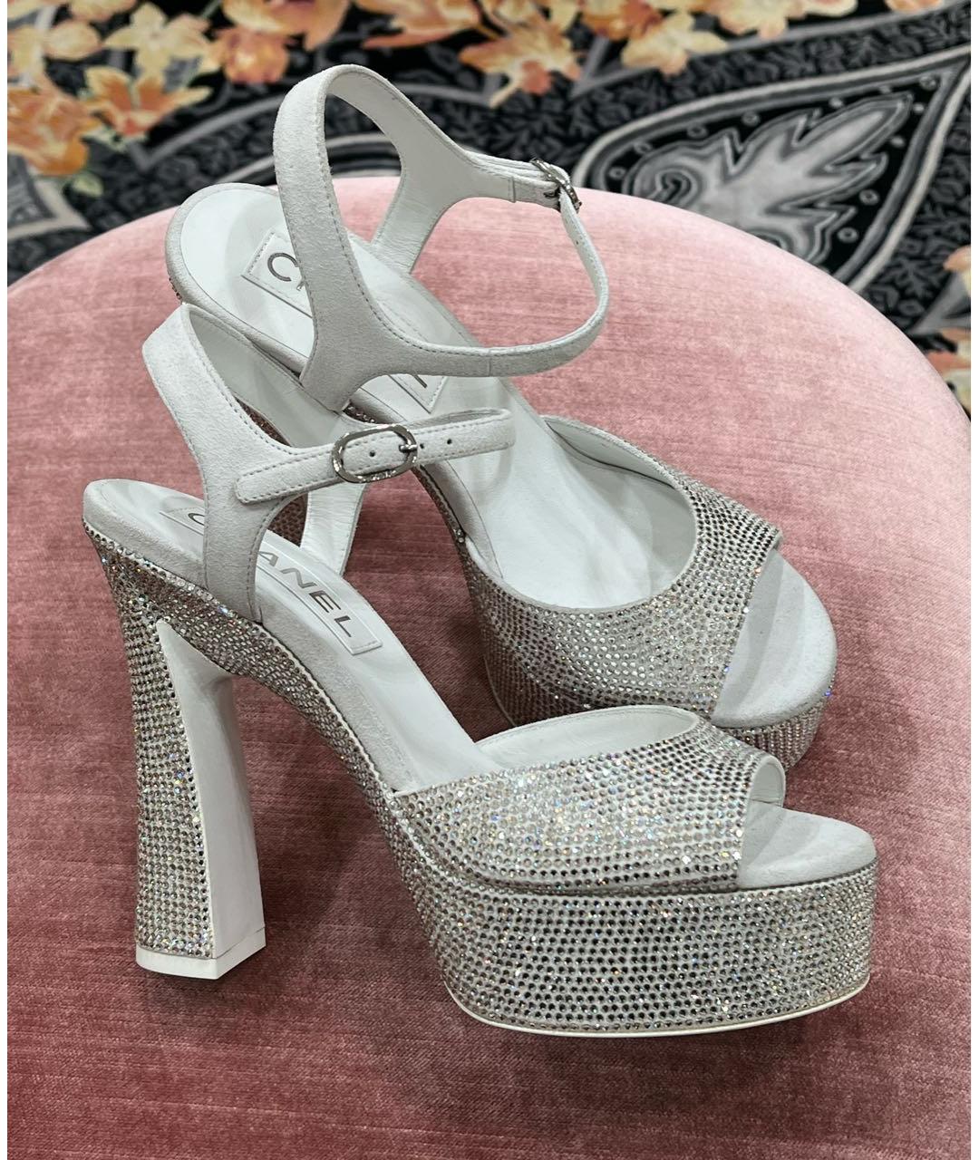 CHANEL Серебряные босоножки, фото 7