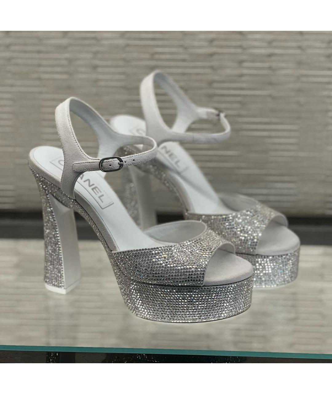 CHANEL Серебряные босоножки, фото 5