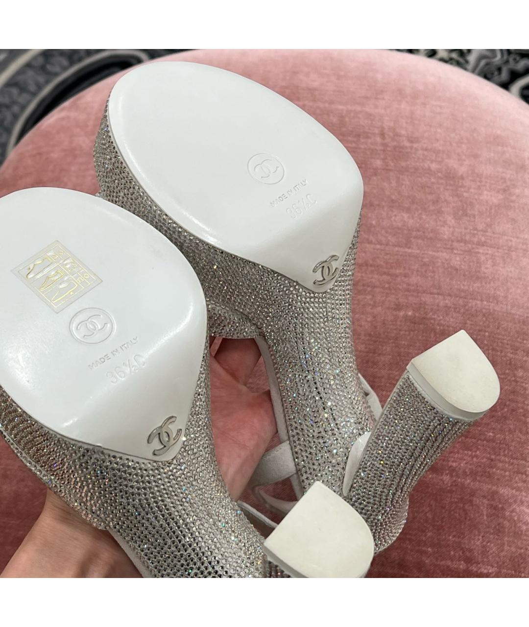 CHANEL Серебряные босоножки, фото 3