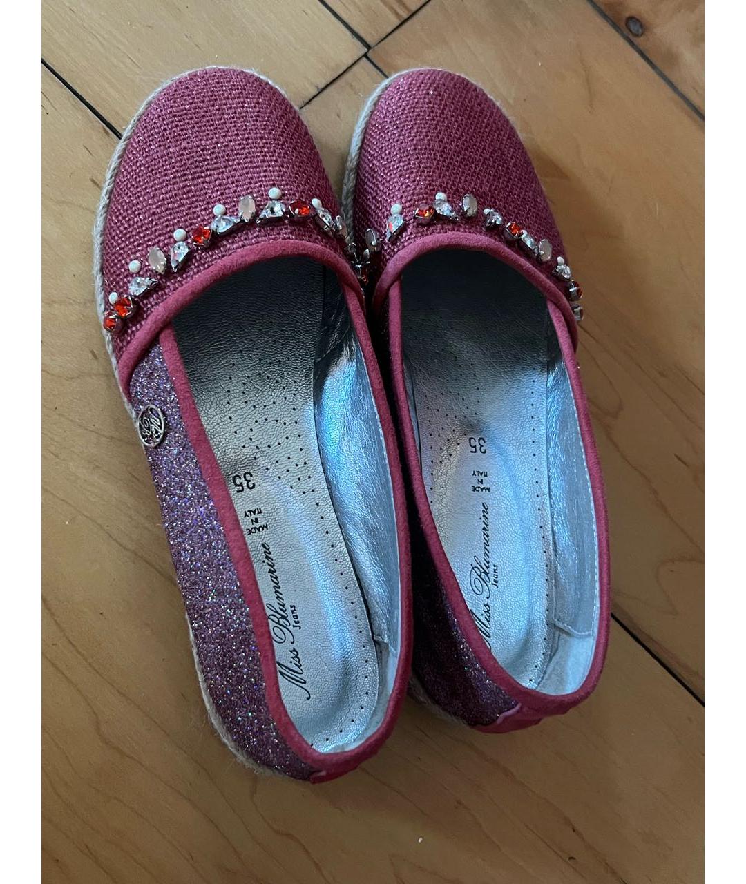 MISS BLUMARINE Бордовые текстильные лоферы и мокасины, фото 3