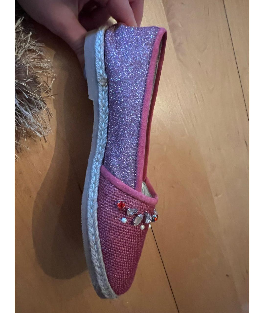 MISS BLUMARINE Бордовые текстильные лоферы и мокасины, фото 7