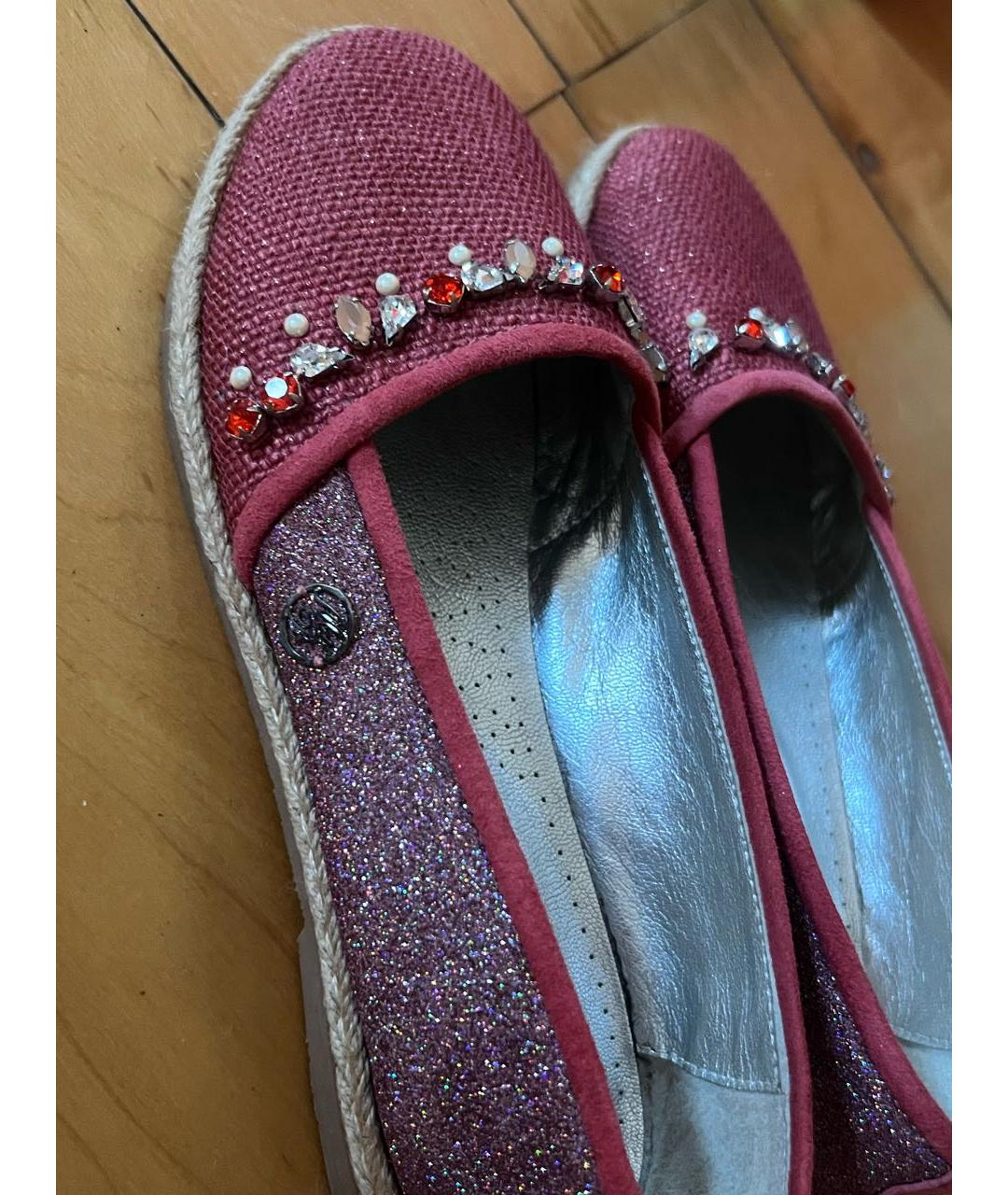 MISS BLUMARINE Бордовые текстильные лоферы и мокасины, фото 2