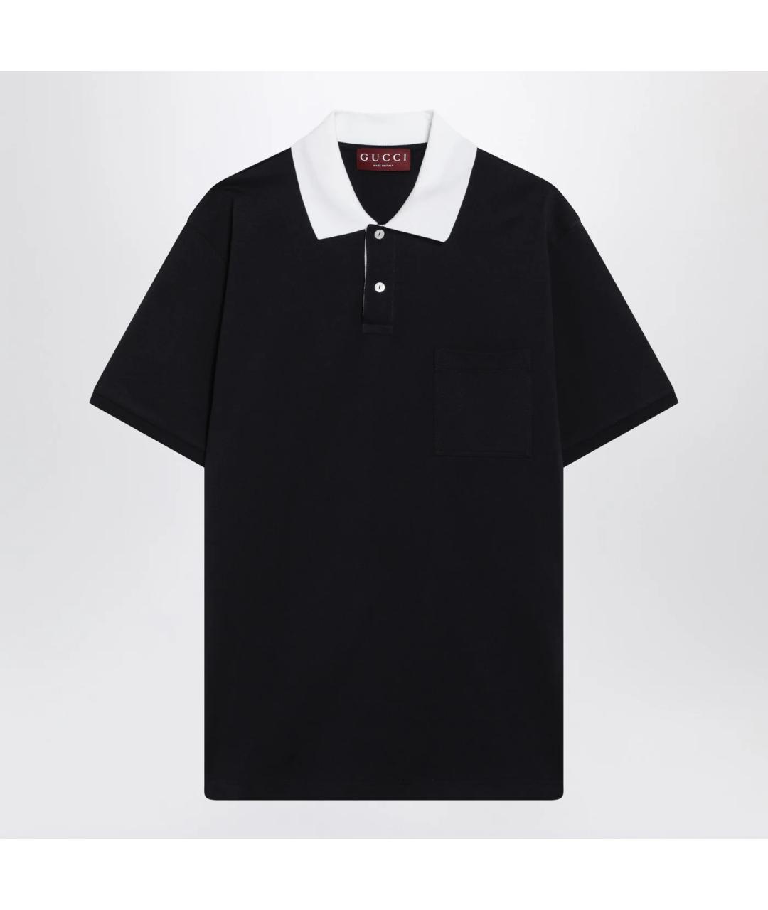 GUCCI Темно-синее хлопковое поло с коротким рукавом, фото 3