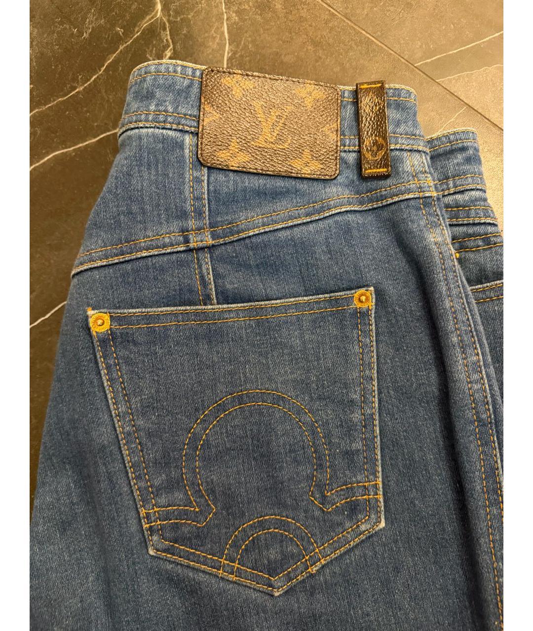 LOUIS VUITTON Синие хлопко-полиэстеровые джинсы слим, фото 2