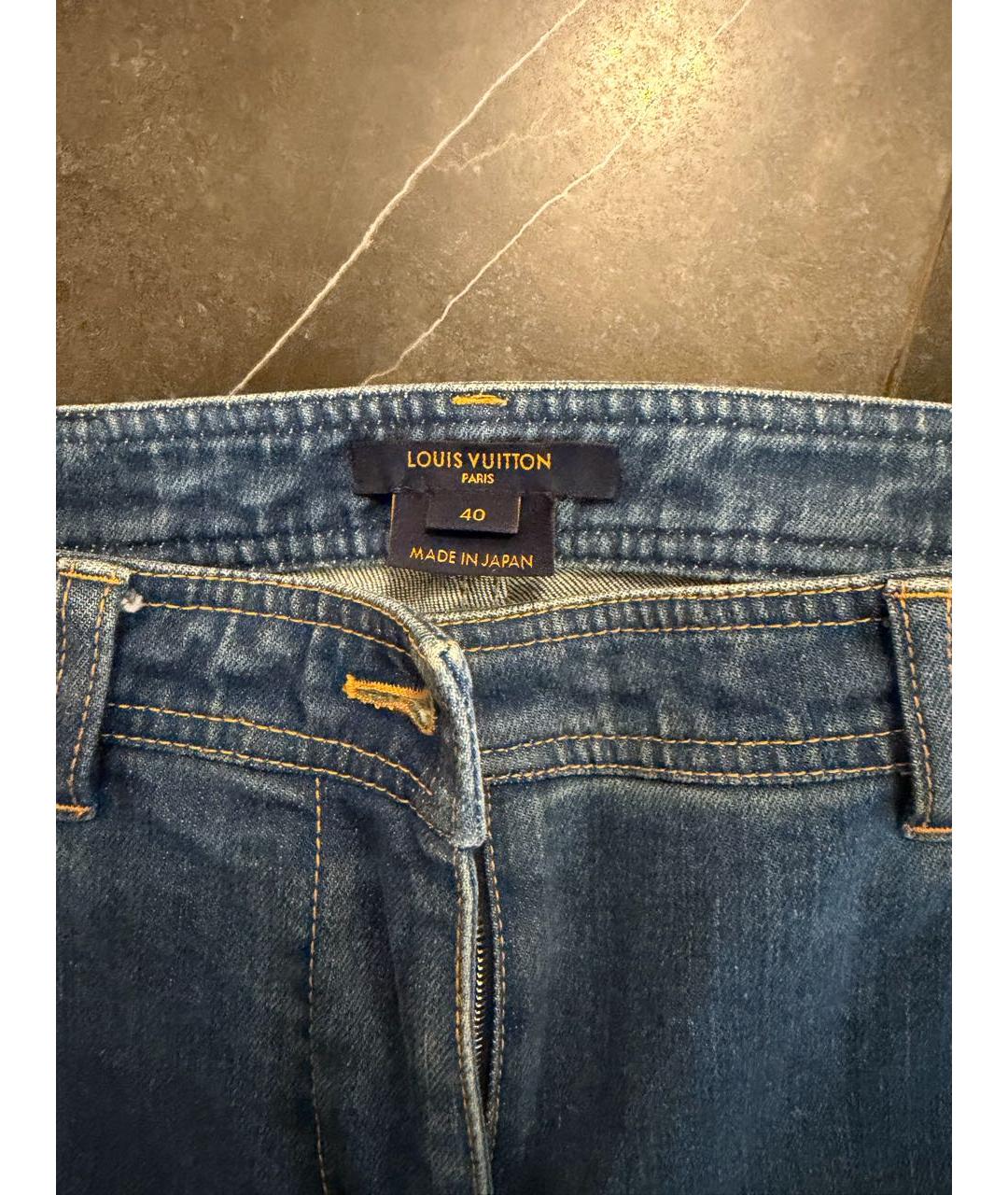 LOUIS VUITTON Синие хлопко-полиэстеровые джинсы слим, фото 3