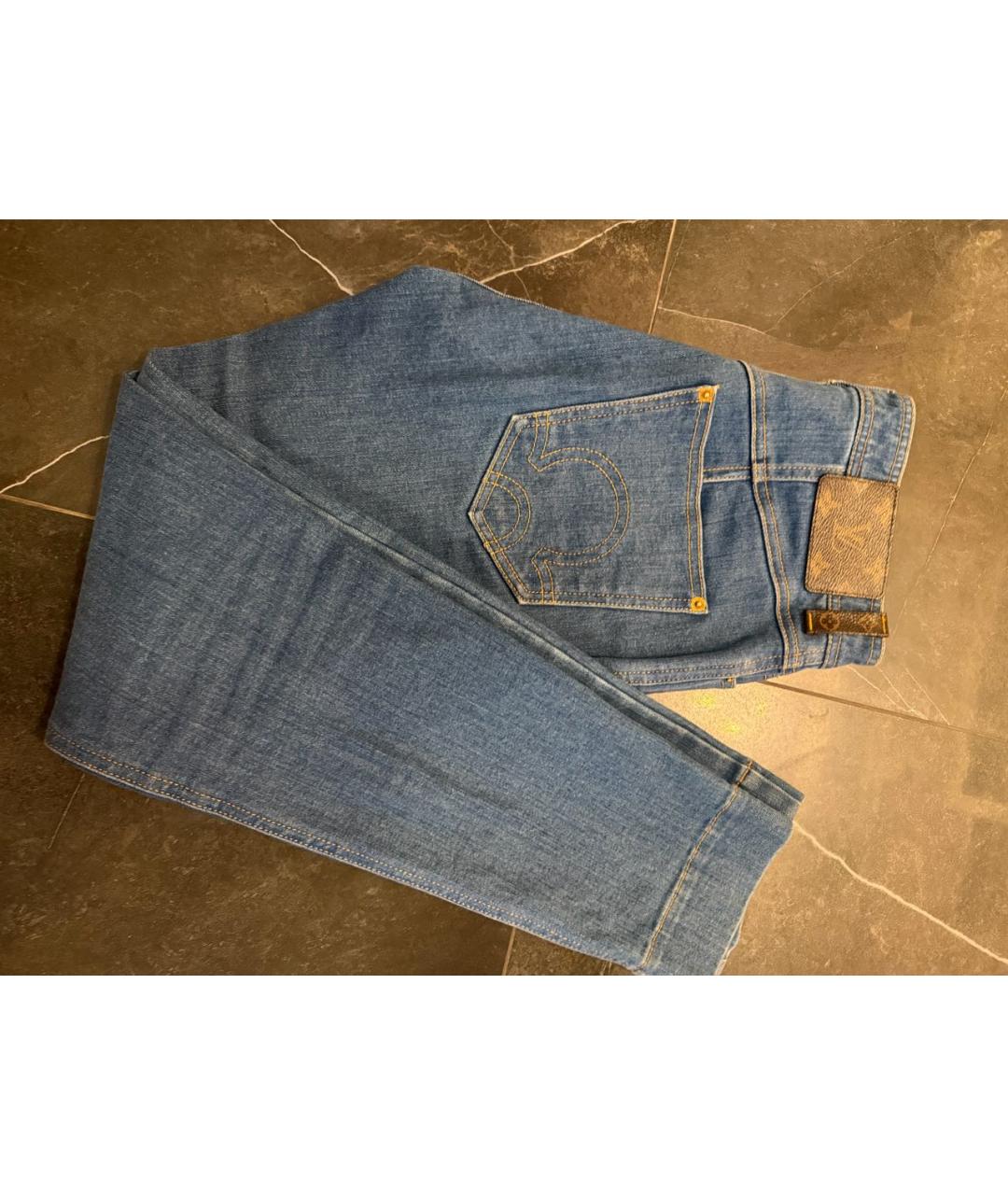 LOUIS VUITTON Синие хлопко-полиэстеровые джинсы слим, фото 5