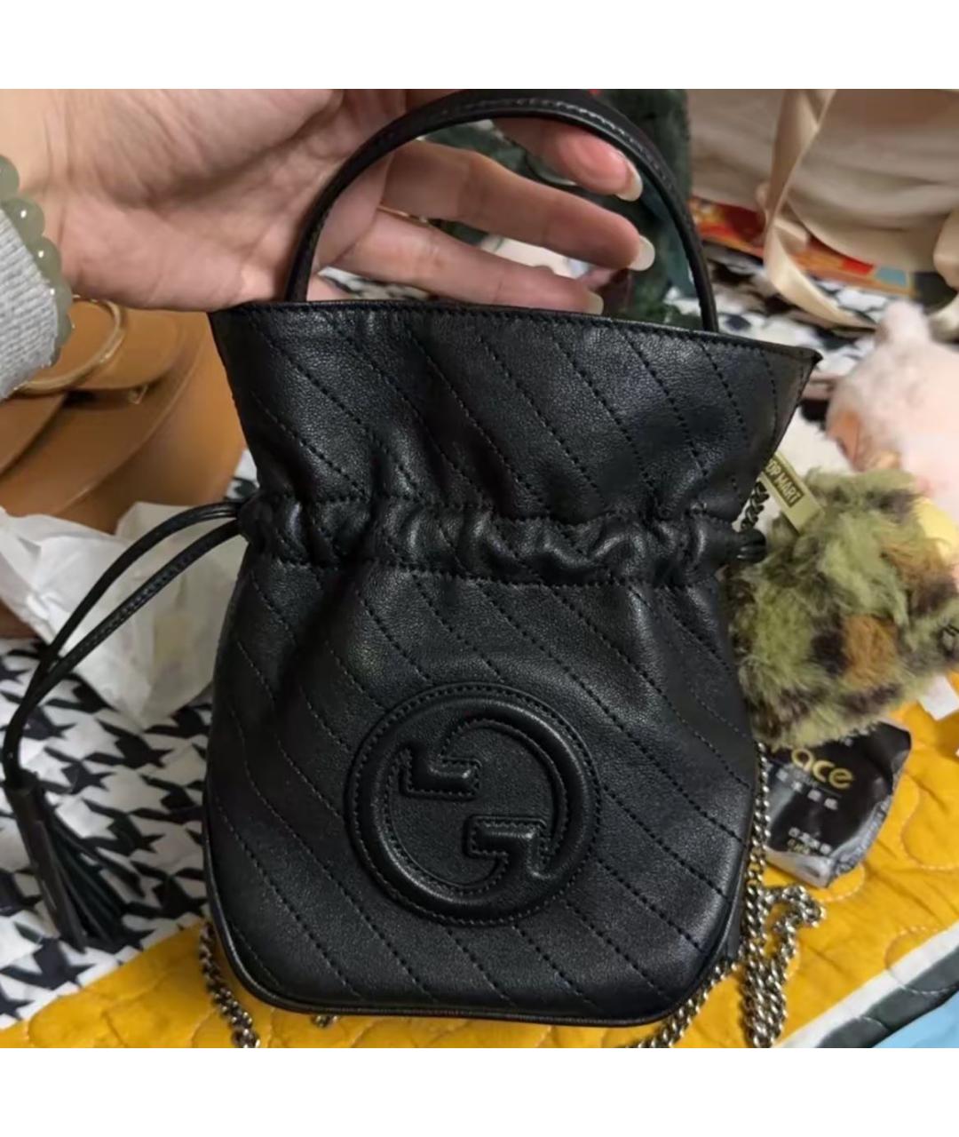 GUCCI Черная кожаная сумка через плечо, фото 7