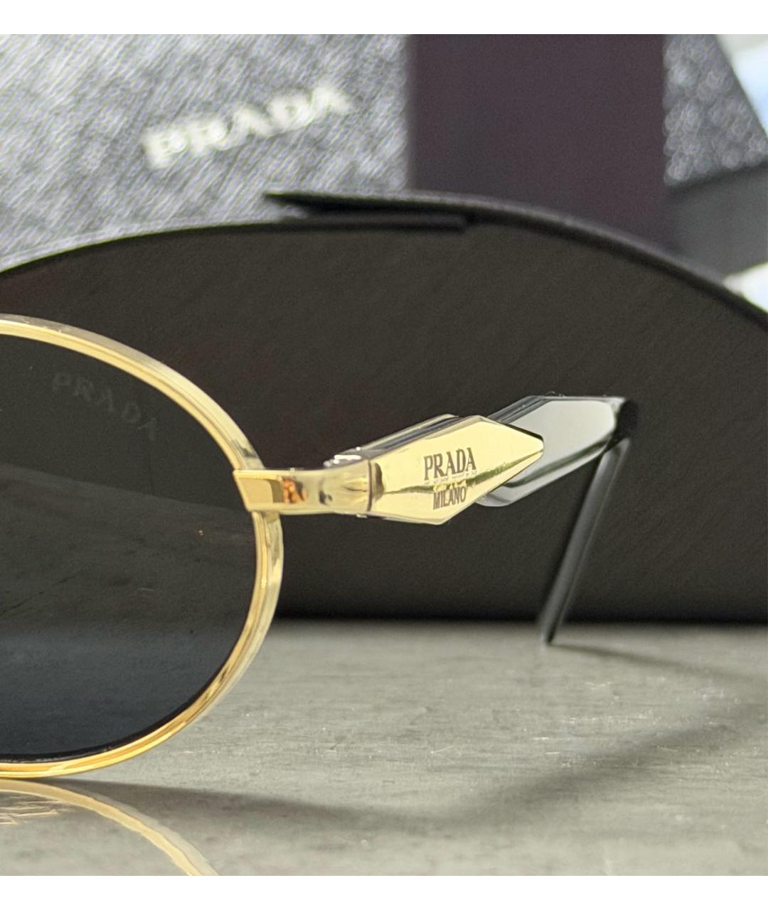 PRADA Черные металлические солнцезащитные очки, фото 3