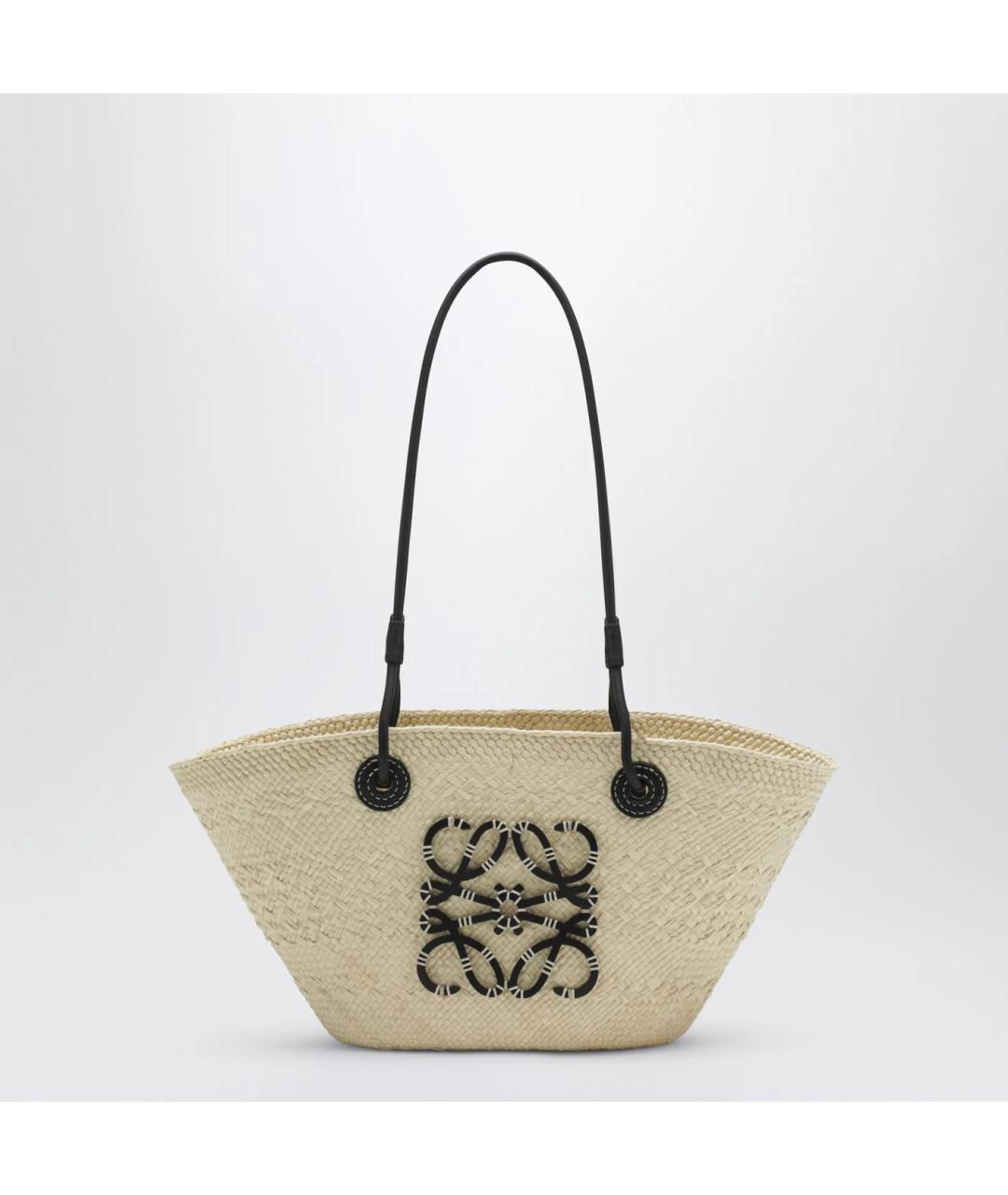 LOEWE Бежевая пелетеная сумка тоут, фото 3