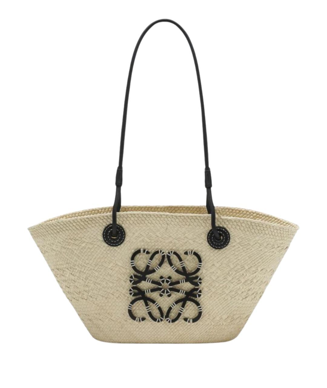 LOEWE Бежевая пелетеная сумка тоут, фото 1