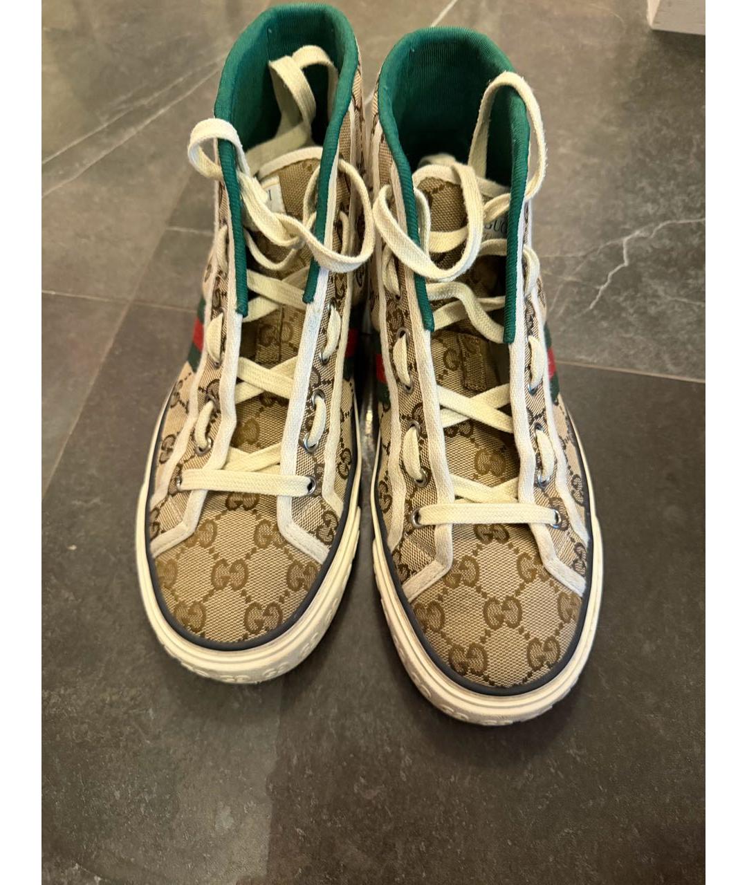 GUCCI Бежевые текстильные кеды, фото 2