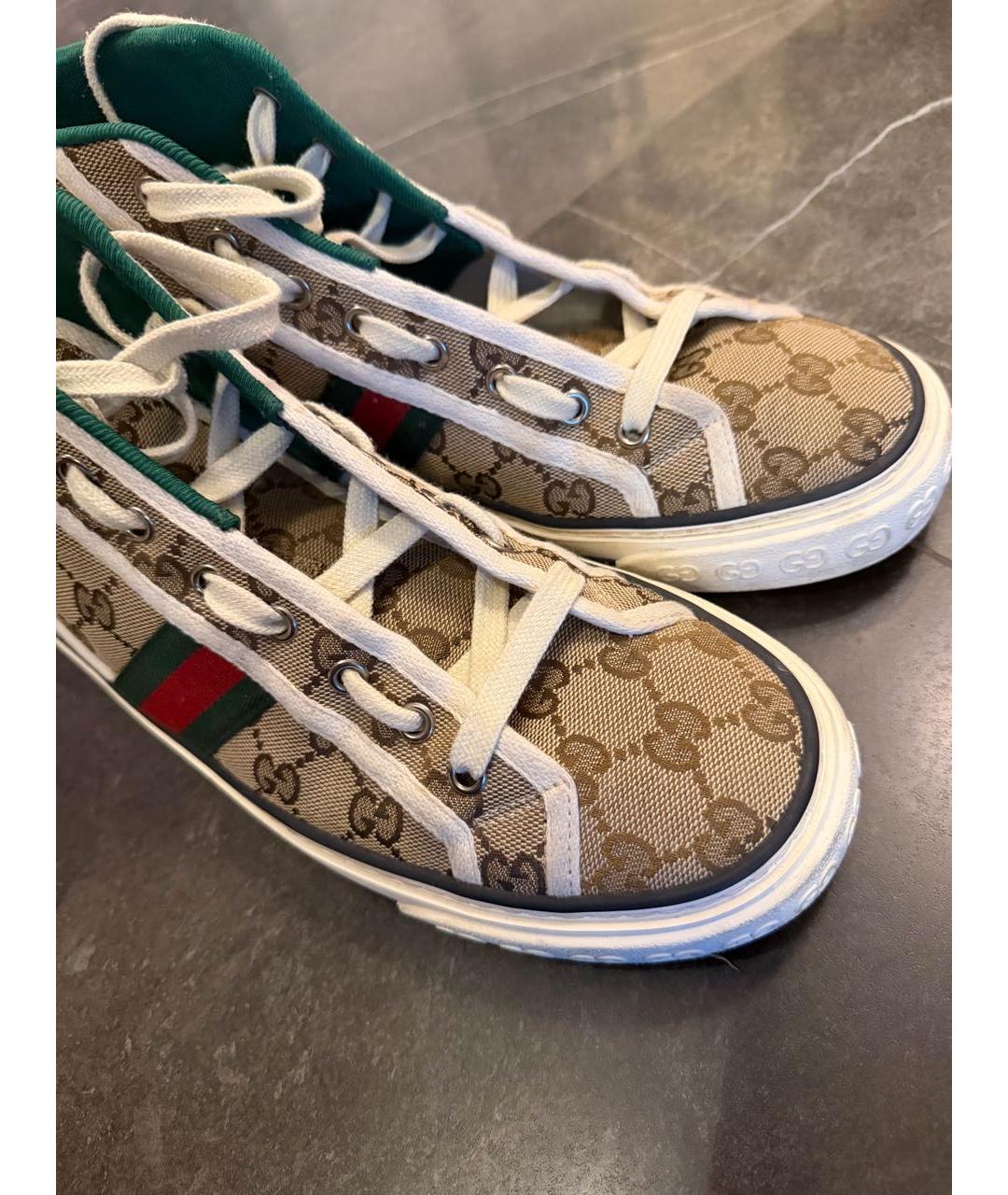 GUCCI Бежевые текстильные кеды, фото 7