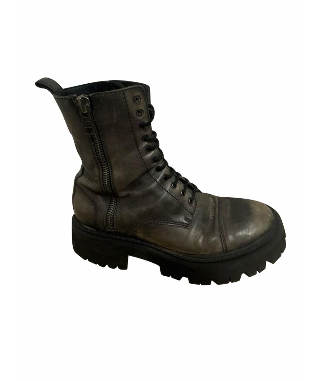 BALENCIAGA Коричневые кожаные высокие ботинки, фото 1