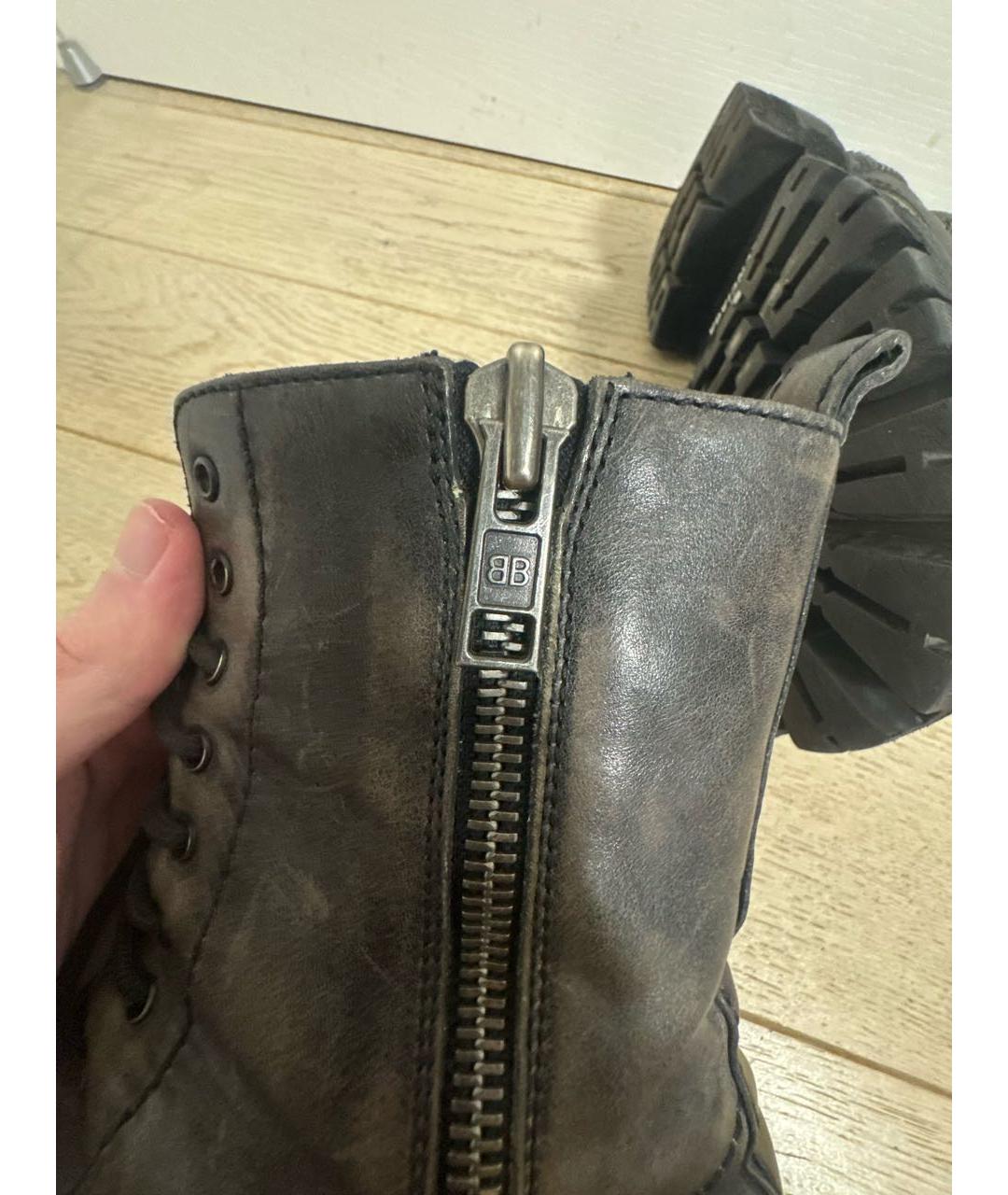 BALENCIAGA Коричневые кожаные высокие ботинки, фото 7